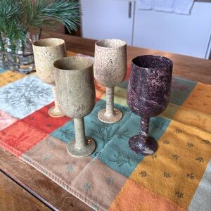 Set of Four Vintage Stone Goblets. Guc
